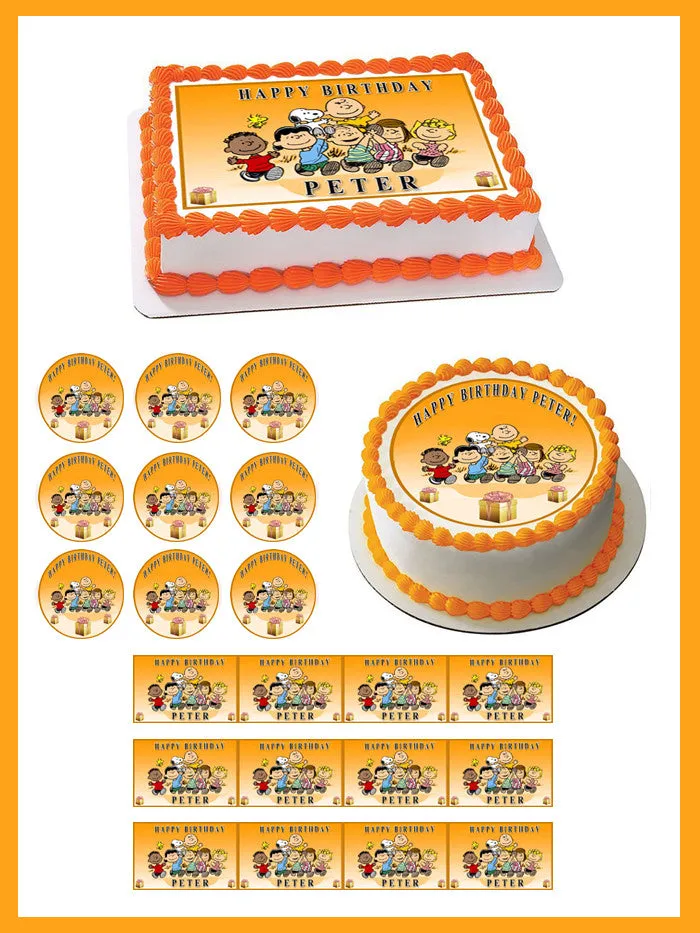 Peanuts Characters - Edible Birthday Cake Topper OR Cupcake Topper, Decor