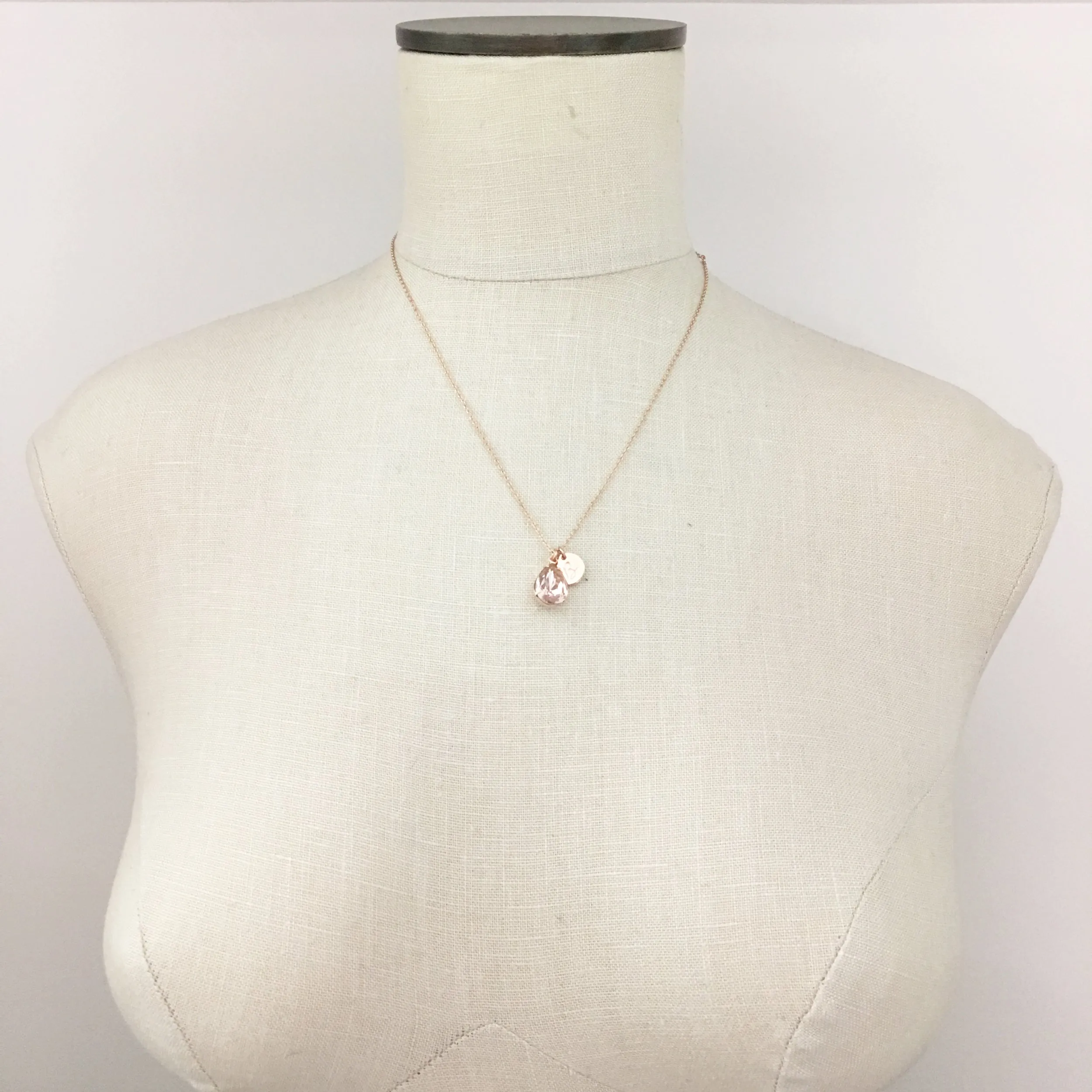 Pear Initial Necklace