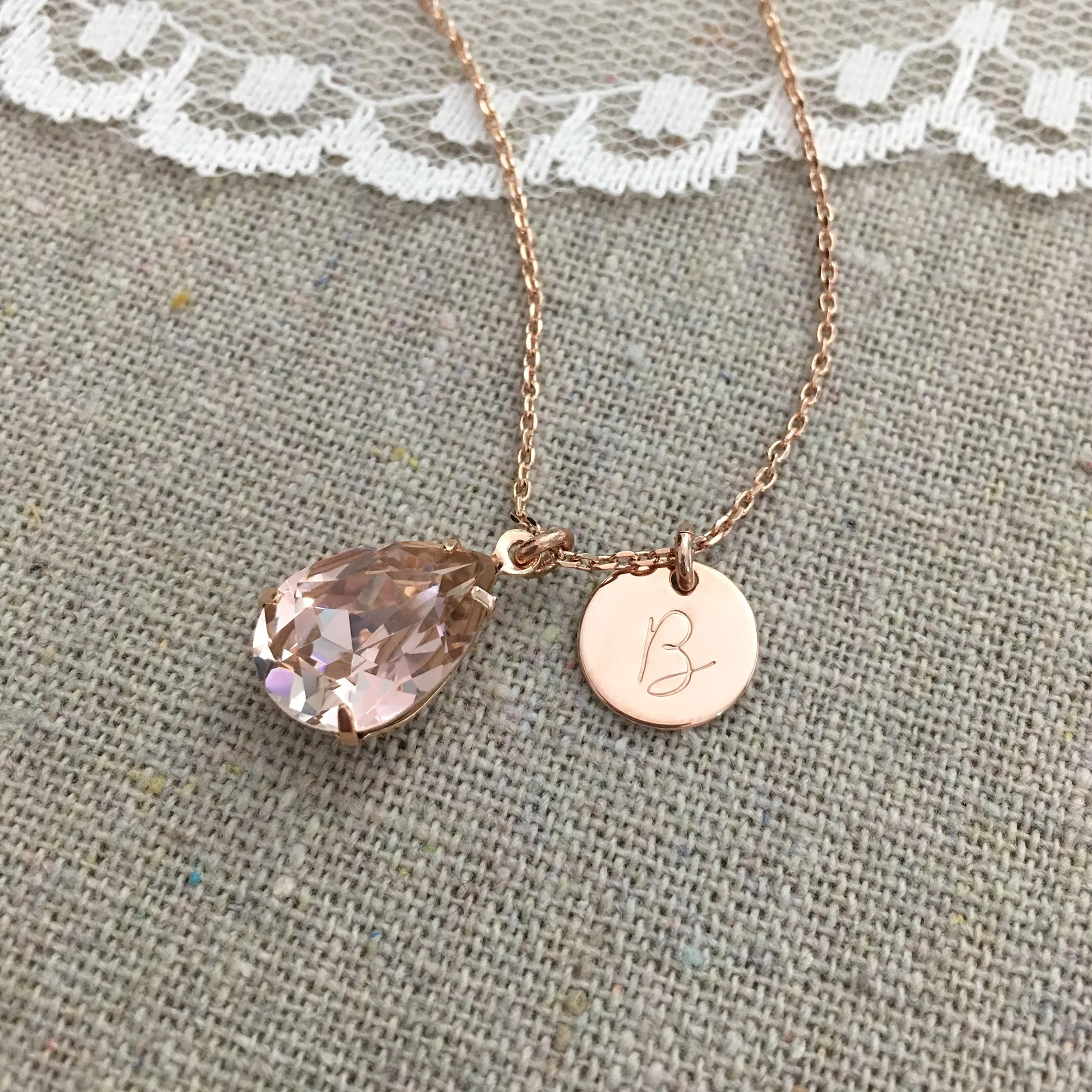 Pear Initial Necklace