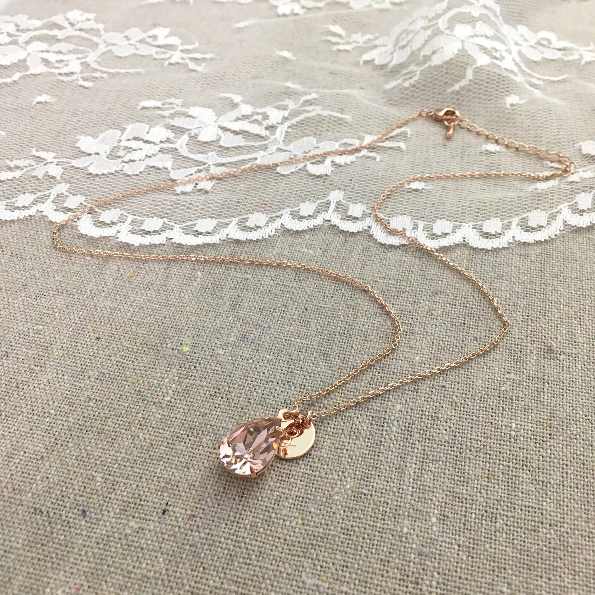 Pear Initial Necklace
