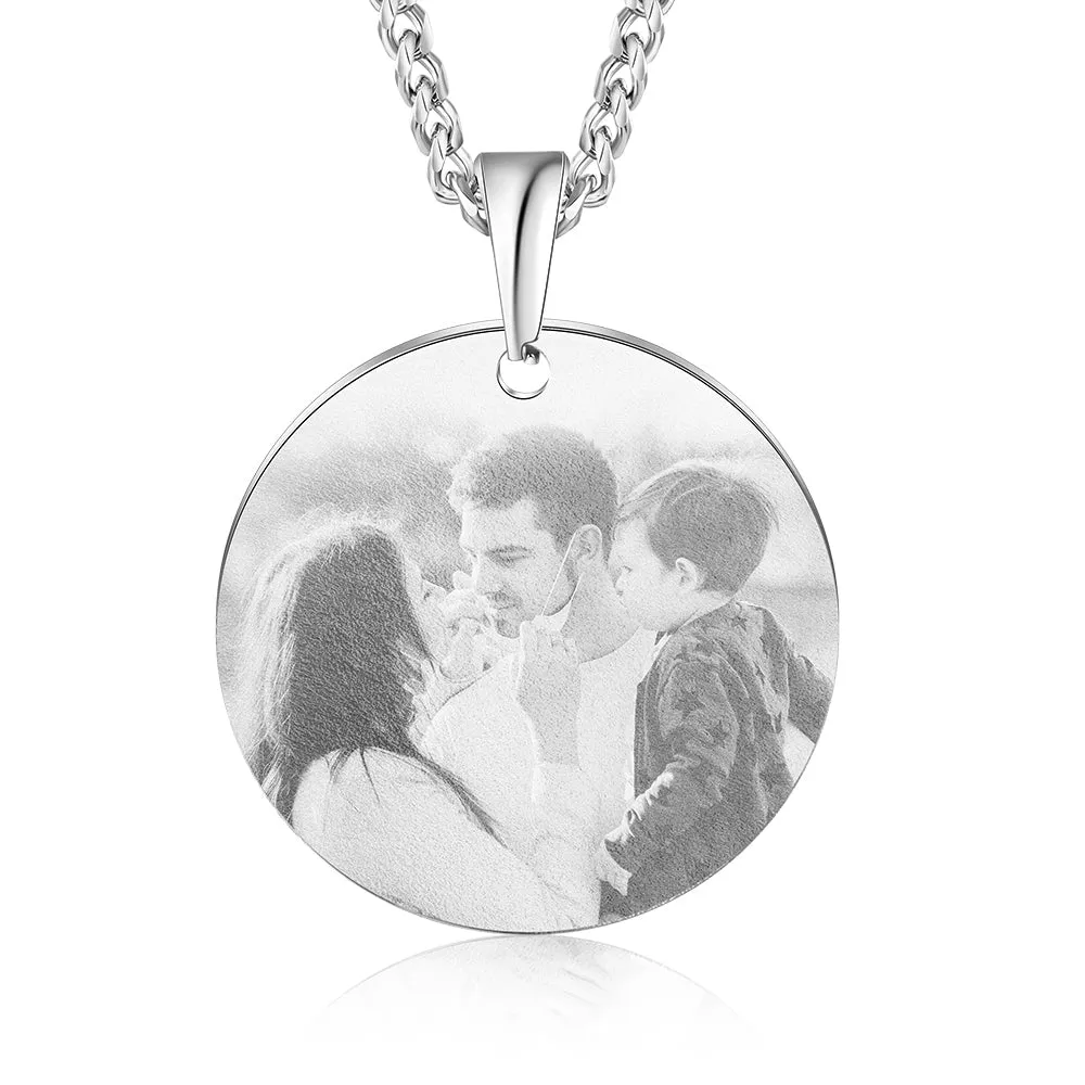 Personalized Black and White Round Picture Necklace