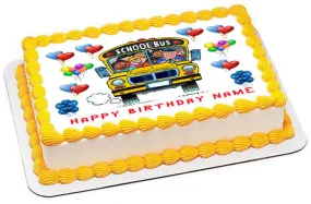School Bus  - Edible Cake Topper OR Cupcake Topper, Decor