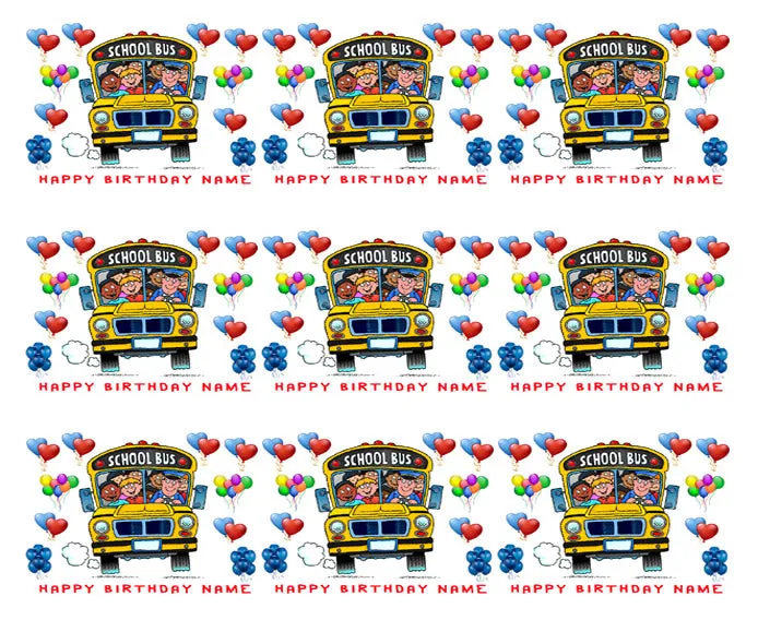 School Bus  - Edible Cake Topper OR Cupcake Topper, Decor