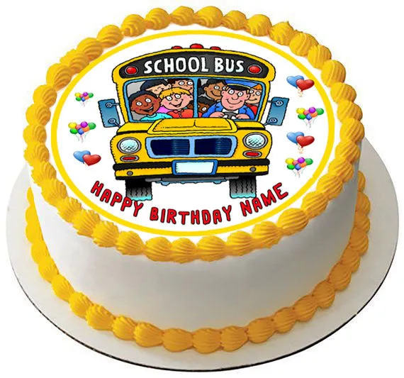 School Bus  - Edible Cake Topper OR Cupcake Topper, Decor
