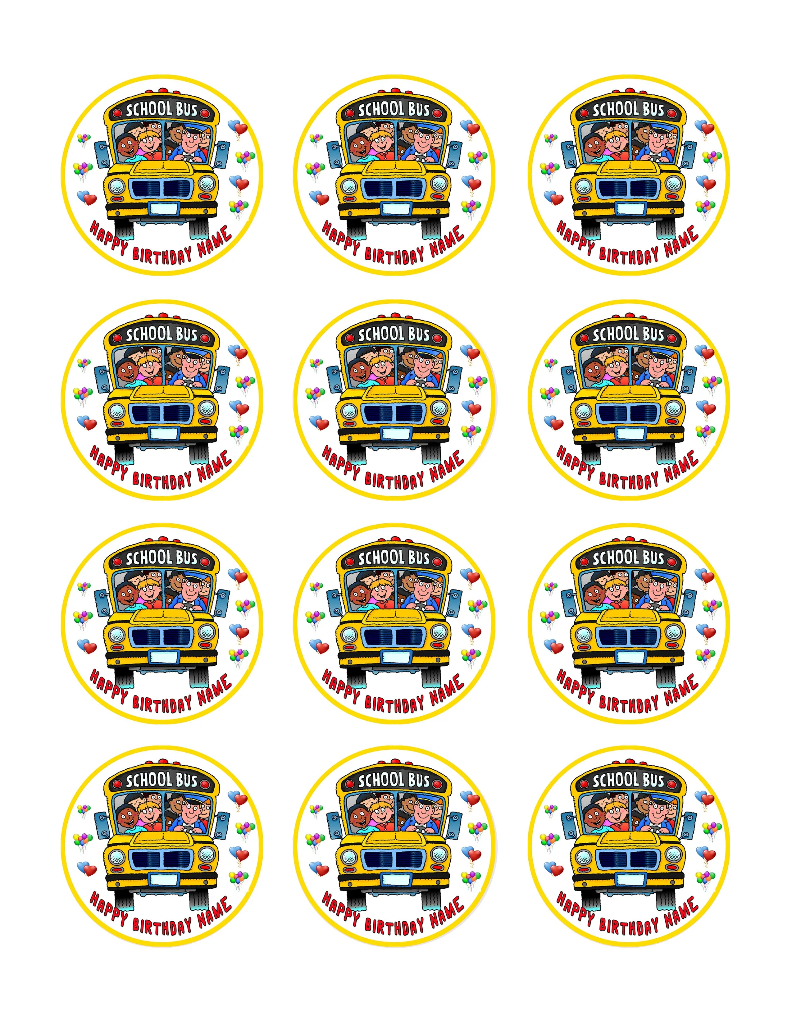 School Bus  - Edible Cake Topper OR Cupcake Topper, Decor