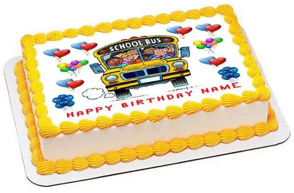 School Bus  - Edible Cake Topper OR Cupcake Topper, Decor