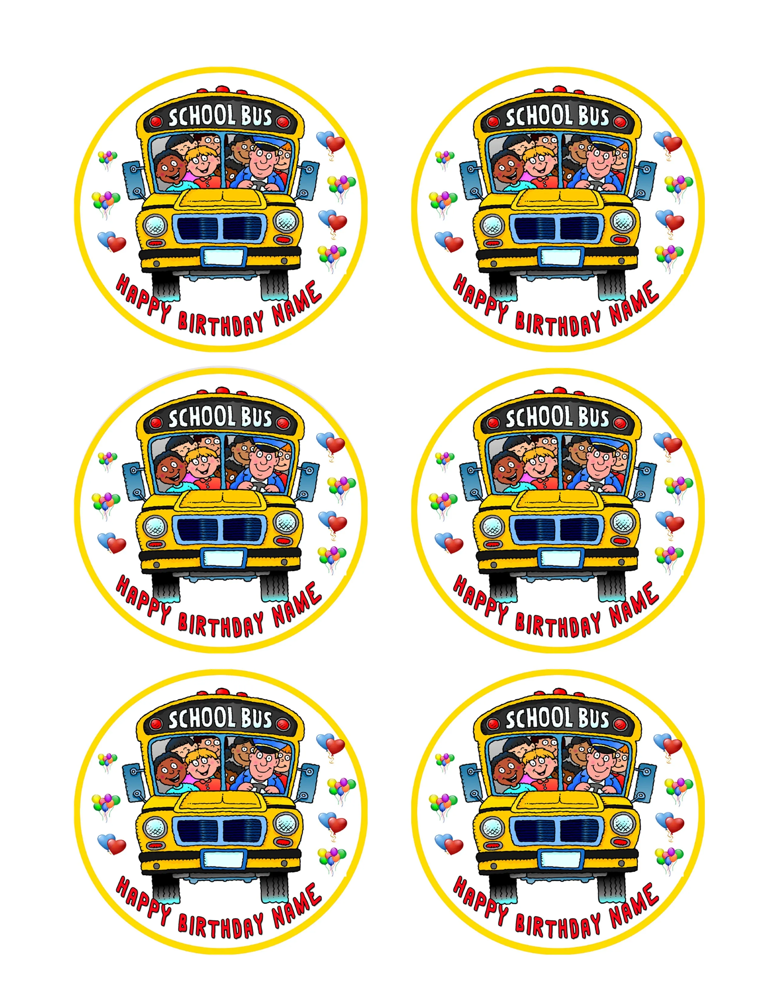 School Bus  - Edible Cake Topper OR Cupcake Topper, Decor