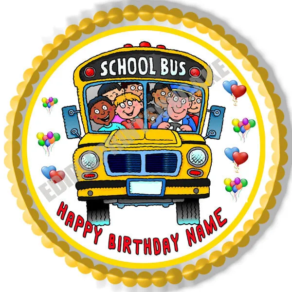 School Bus  - Edible Cake Topper OR Cupcake Topper, Decor