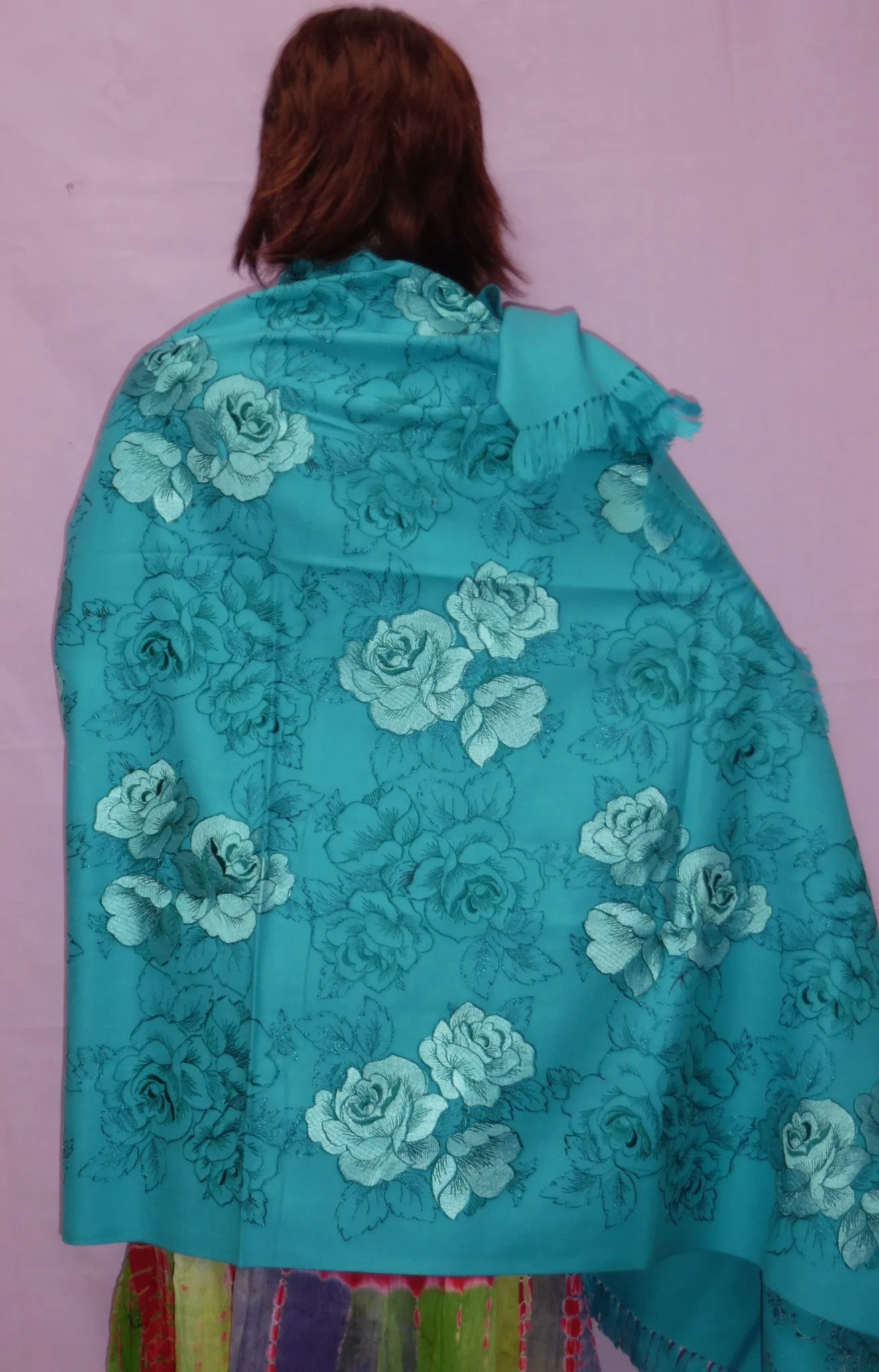 Shawl 5156 Firozi Pashmina Angora Kashmiri Winter Wear Wrap Shieno