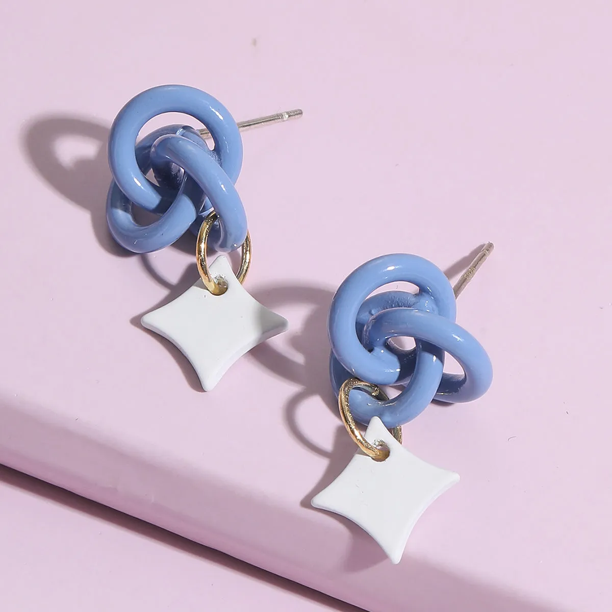 Simple and sweet geometric style blue spiral shaped earrings *great gift idea*