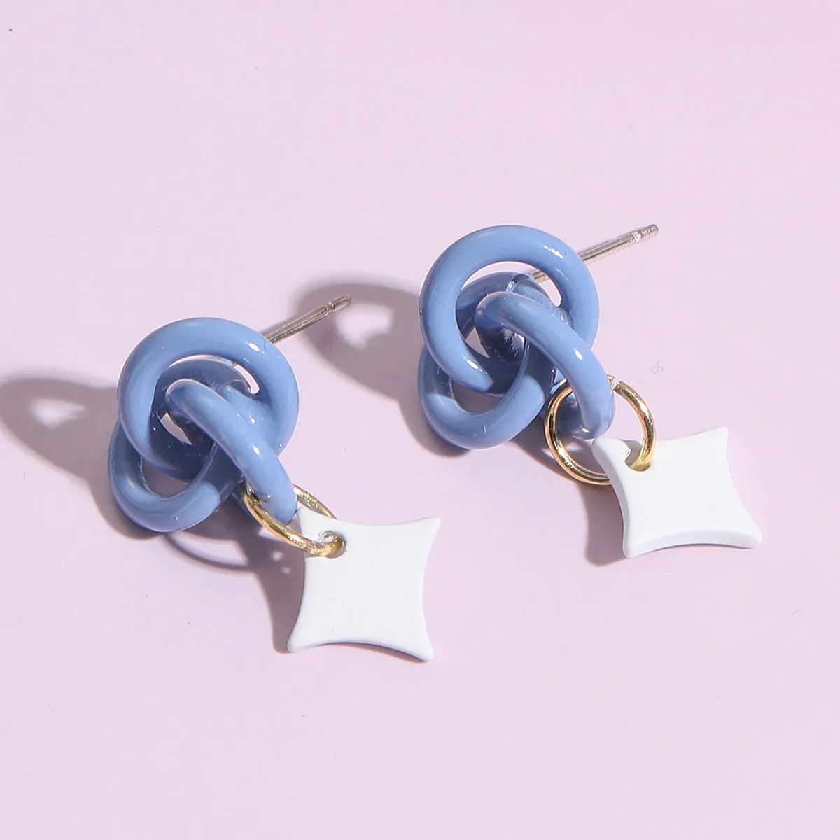 Simple and sweet geometric style blue spiral shaped earrings *great gift idea*