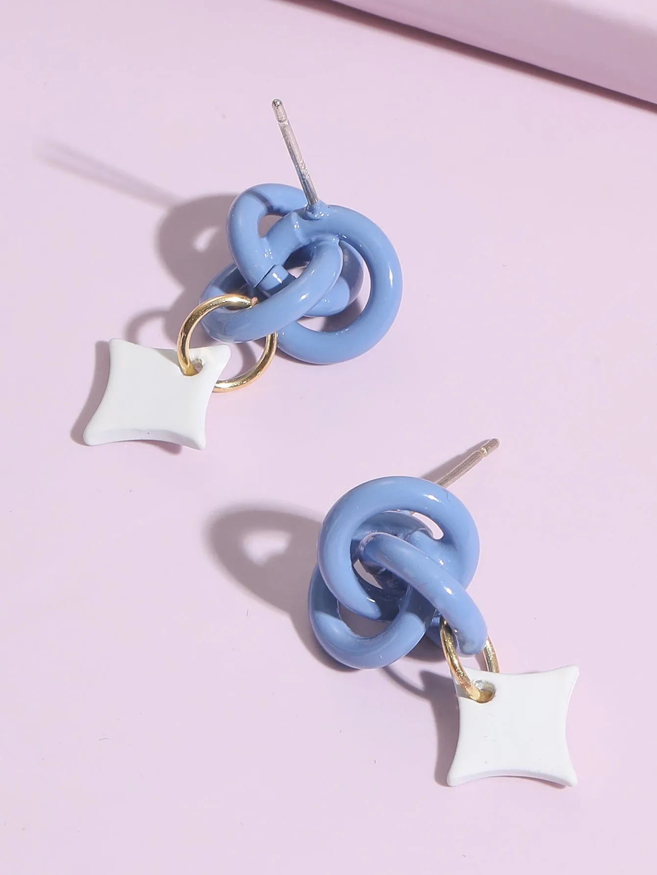 Simple and sweet geometric style blue spiral shaped earrings *great gift idea*