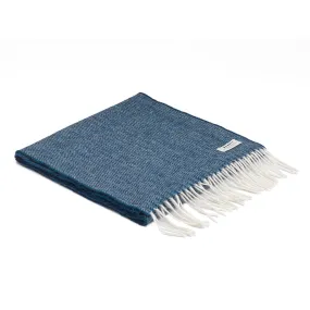 Spotted Teal Herringbone Lambswool Scarf