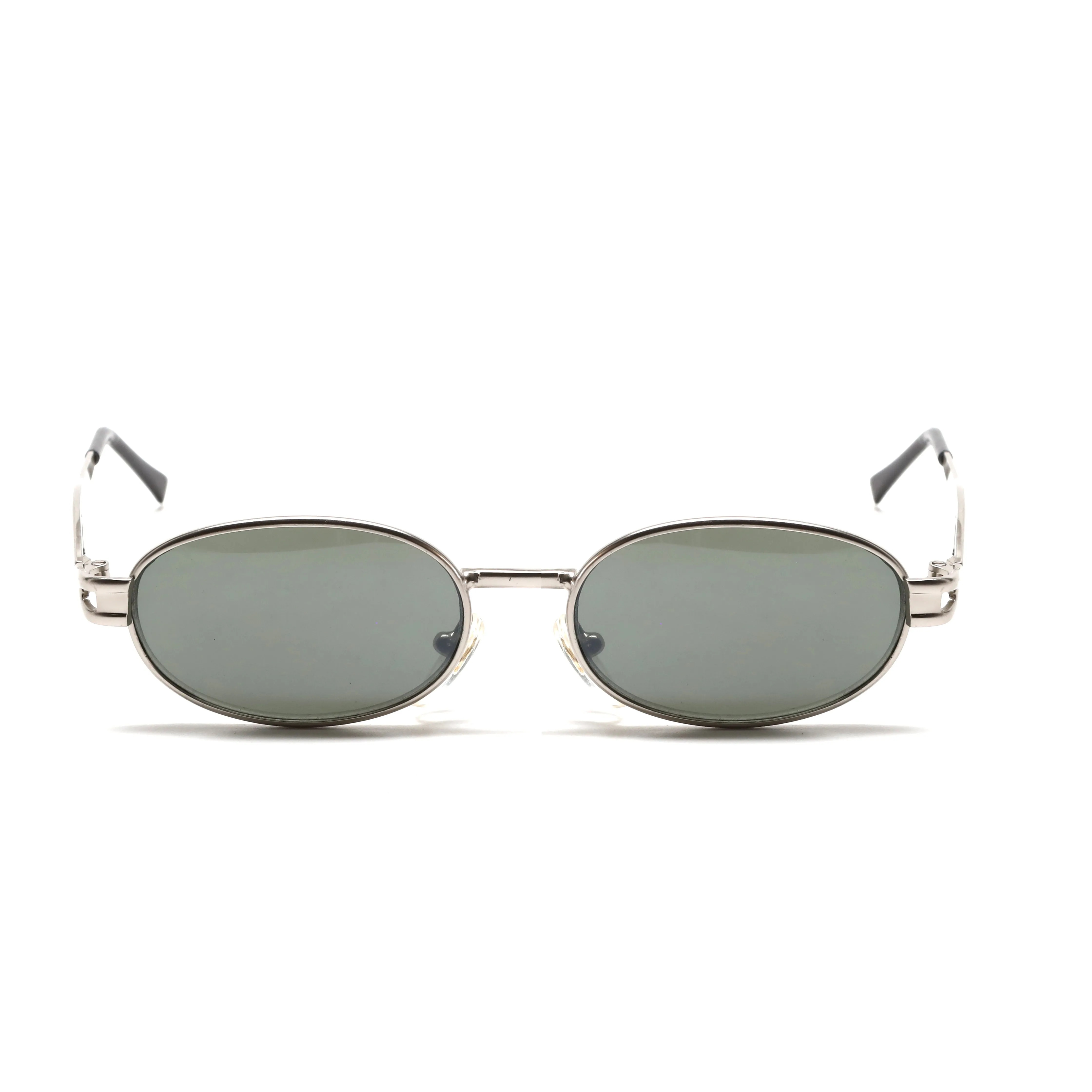 //Style M028//Mini Pharaoh 90s Deadstock Santa Fe Oval Sunglasses - Silver