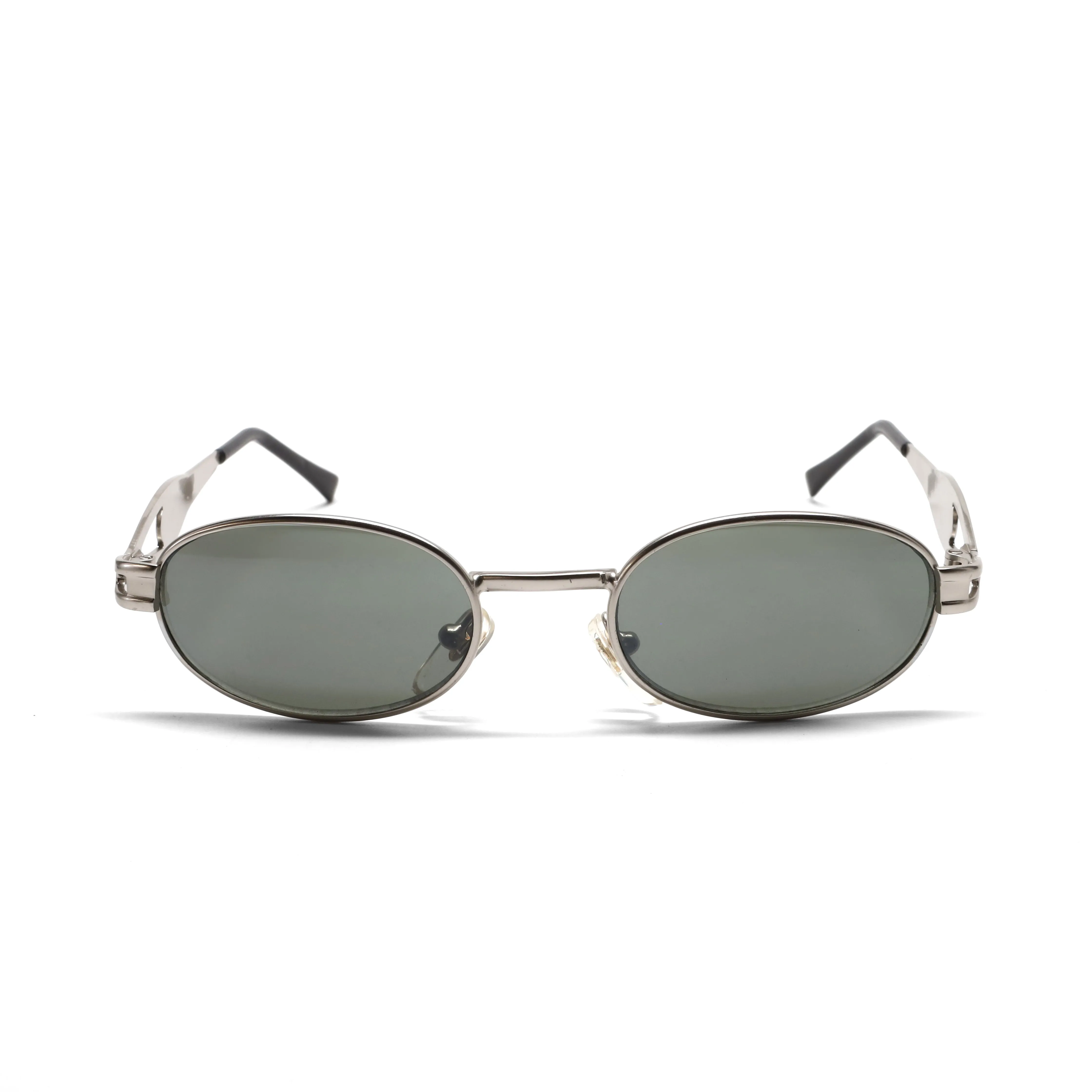 //Style M028//Mini Pharaoh 90s Deadstock Santa Fe Oval Sunglasses - Silver