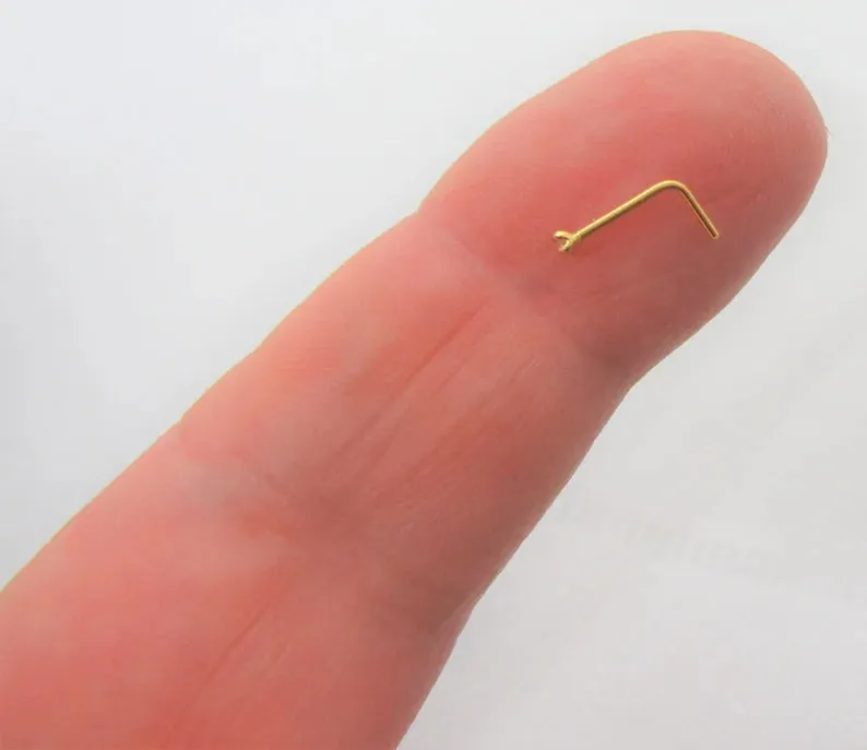 Super Tiny 1mm Diamond Gem Crystal Claw Set Straight Nose Stud L Bend Shape Bent Post Pin Jewelry 22 gauge 22G Nose Jewelry Pin Nostril