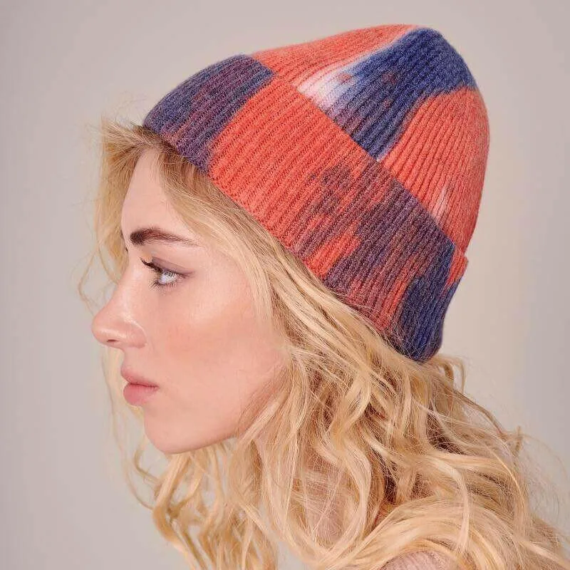 Tie Dye Print Fitted Cuffed Beanie