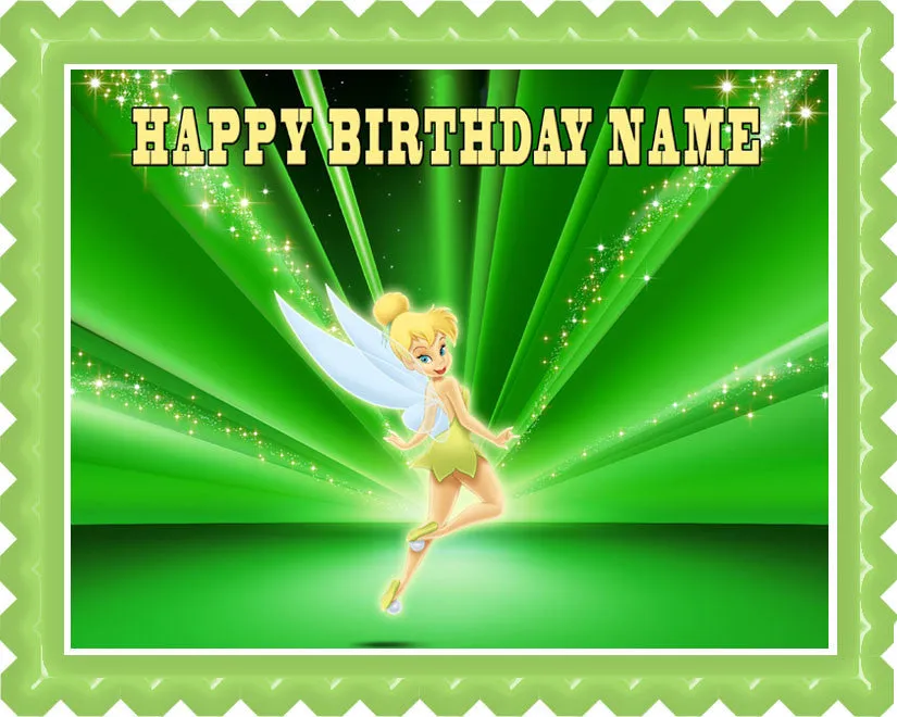 TINKER BELL - Edible Cake Topper OR Cupcake Topper, Decor