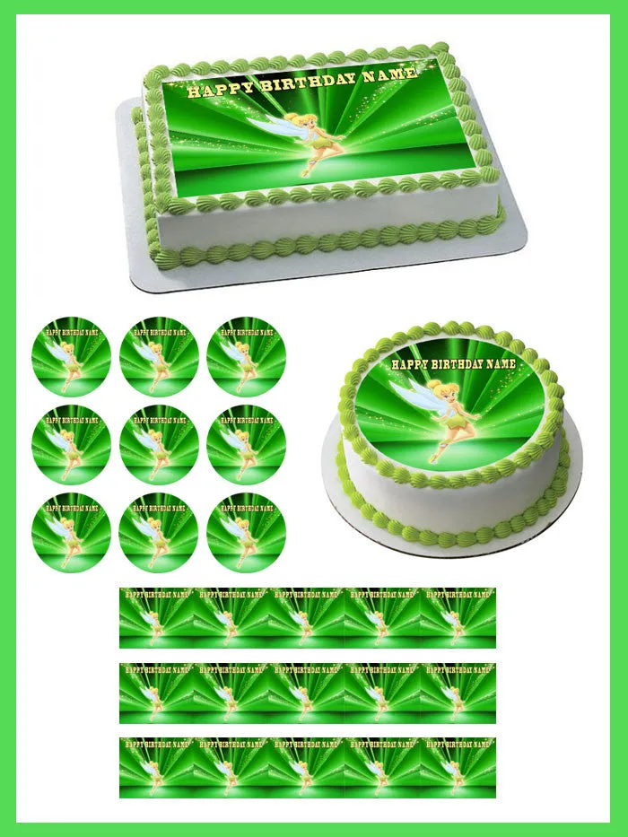 TINKER BELL - Edible Cake Topper OR Cupcake Topper, Decor