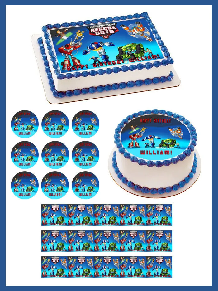 Transformers Rescue Bots (Nr1) - Edible Cake Topper OR Cupcake Topper,