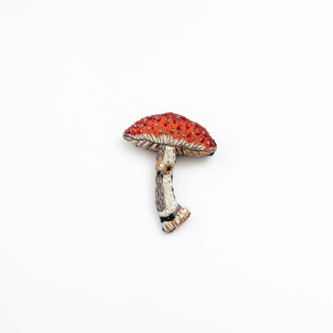 Trovelore embroidered mushroom brooch
